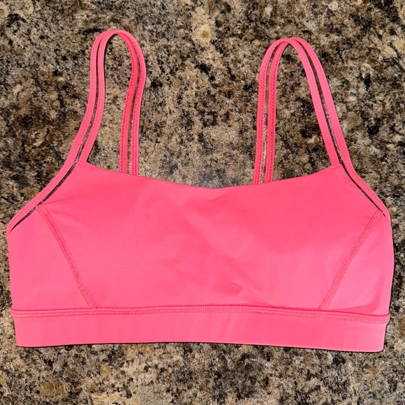 Lululemon Straight Up Bra in Pink Lemonade with Clear Sheer Straps - Size 6 - Picture 5 of 10